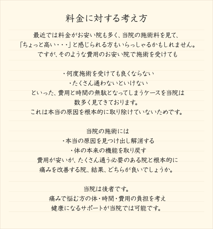 料金に対する考え方